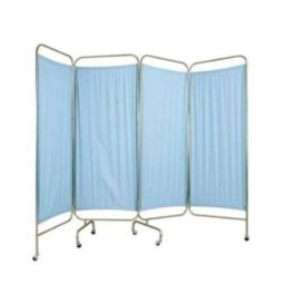 Acme Stainless Steel Bed Side Screen 4 Folds with Curtain, Acme-2086A-10