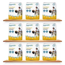 Everactiv 10 Pcs 28-45 inch White Polyethylene Adult Diaper with Aloe Vera &a; Wetness Indicator Set, F6-EGGT-6PTU, Size: M (Pack of 9)-image-8