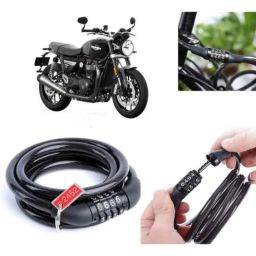 Auto Pearl PVC &a; Plastic Black Combination Cable Lock for Speed Twin BS6-image-49
