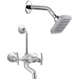 IRIS 2 Pcs Brass Chrome Finish Wall Mixer &a; Grand Shower Head Set, C-2-37