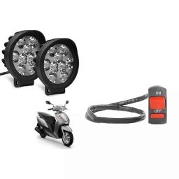 Cartronics 2 Pcs 9 Round Cap LED Fog Light Set with On/Off Switch for Honda Activa 4 G-picture-23