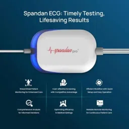 Sunfox Spandan Pro ABS White Portable ECG Heart Rate Monitor with Li-ion Battery &a; 3 Extra Suction Bulbs, J1-NZXN-79KP image 2