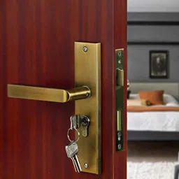 Saze 8 inch Stainless Steel Antique Brass Matt Finish Cylindrical Plate One Side Key Mortise Door Lock Pull Handle Set with 3 Computer Keys, Mg201-image-32