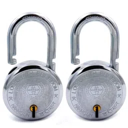 Harrison 75mm 9 Lever Mild Steel Bright Chrome Polished Finish Round Padlock with 3 Keys, T-26-0255 (Pack of 2)-image-74
