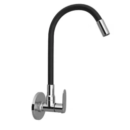 RN 1/2 inch Brass Ingot Nickel &a; Chrome Plated Touch Sink Cock with Flange &a; Black Flexible Spout-image-7