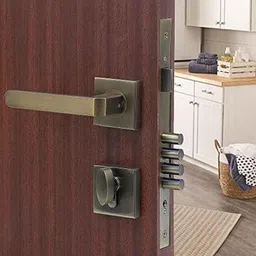 Saze 10 inch Stainless Steel Antique Brass Finish Cylindrical Plate One Side Key Mortise Door Lock Handle Set with 3 Keys, LB-303-image-86