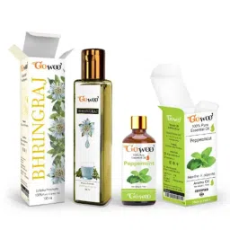GoWoo 2 Pcs 10ml Natural Therapeutic Grade Peppermint Aroma Oil &a; 100ml Bhringraj Carrier Oil Set, GWOC1087-P40+P170-picture-34