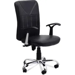 Chair Garage PU Leatherette Black Adjustable Height Office Chair with Back Support, CG114 (Pack of 2)-image-89
