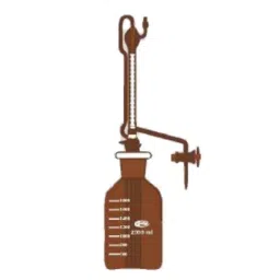 Glassco 25ml Boro 3.3 Glass Automatic Amber Zero Burette with 2000ml Bottle &a; PTFE Stopcock, 122.523.02AB-21