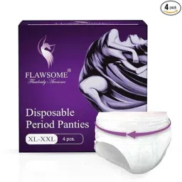 Flawsome 4 Pcs Disposable Period Panty Set for 360 deg Protection &a; Heavy Flow, Size: XL (Pack of 4)-27
