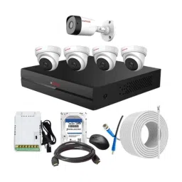 CP Plus 2.4MP Full HD Audio Indoor &a; Outdoor CCTV Combo Kit with 8Ch DVR, 1 Bullet 4 Dome Camera, 8Ch SMPS, 70m Cable, 1TB HDD &a; Connector-16