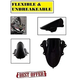 Meenu Arts Double Bolt Bubble Visor for Yamaha R15 V3 (Black) C-30-21