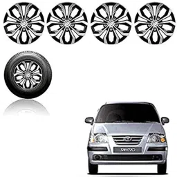 Auto Pearl 4 Pcs 13 inch Black ABS Press Type Hubcap Wheel Cover Set with Retention Ring for Hyundai Santro-picture-41