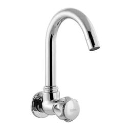 Cera Ocean Metal Quarter Turn Wall Mount Sink Cock with Swivel Spout &a; Wall Flange, F2006251-23