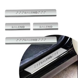SureStrive 4 Pcs Stainless Steel Silver Footstep Sill Plate Set without LED for Maruti Suzuki Baleno Rs-image-11