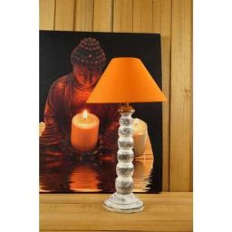 Tucasa Mango Wood Old White Table Lamp with 10 inch Polycotton Orange Pyramid Shade, WL-169-image-110