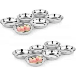 Classic Essentials 12 Pcs 6 inch Stainless Steel Silver Round Dessert Plate Set-picture-5