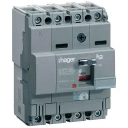 Hager 40A 4 Pole h3 Thermal Magnetic Release MCCB, HHA041U, Breaking Capacity: 25 kA-5