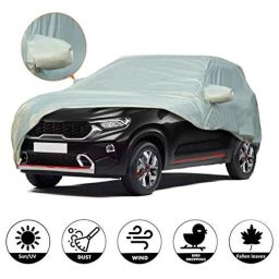 AllExtreme Ks7003 Car Body Cover For Kia Sonet Custom Fit Dust Uv Heat Resistant For Indoor Outdoor Protection With Mirror Pockets (Silver With Mirror)-picture-15