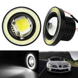 Viva City 2 Pcs White Plastic &a; Glass Cob and Angel Eye Projector Lamp LED Fog Light For All Cars-46