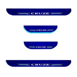 Car Accessories Hub 4 Pcs Acrylic Black Sill Scuff Plate Set with Blue LED for Chevrolet Cruze All Model-image-31