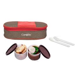 Carrolite 650ml Red &a; Brown Plastic Lunchbox, Brown_P-33 (Pack of 5)-image-60