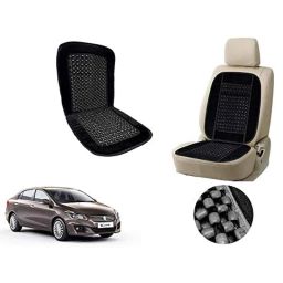 Auto Pearl PU, Velvet &a; Wooden Beads Black Rectangular Seat Cushion for Maruti Suzuki Ciaz-39