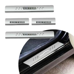 Car Accessories Hub 4 Pcs Stainless Steel Silver Car Footstep Sill Plate Set without LED for Hyundai Exter All Model-image-80