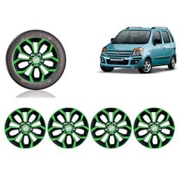 Auto Pearl 4 Pcs 13 inch Green &a; Black ABS Press Type Hubcap Wheel Cover Set with Retention Ring for Maruti Suzuki WagonR20062010-48