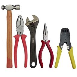 B K Jagan &a; Co 5 Pcs Hammer, Screw Spanner, Combination Plier, Nose Plier &a; Crimping Hand Tool Combo-picture-26