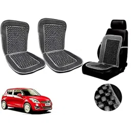 Auto Pearl PU, Velvet &a; Wooden Beads Grey Rectangular Seat Cushion for Maruti Suzuki Swift Type-3 (Pack of 2 )-image-94