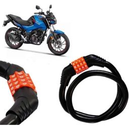 Auto Pearl Black &a; Orange 4 Digit Anti-Theft Combination Number Lock for Xtreme 160 R-43