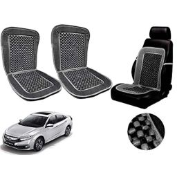 Auto Pearl PU, Velvet &a; Wooden Beads Grey Rectangular Seat Cushion for Honda Civic 2019 (Pack of 2 )-image-57