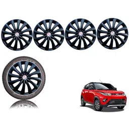 Auto Pearl 4 Pcs 14 inch ABS Black Press Type Hubcap Wheel Cover Set with Retention Ring for Mahindra KUV100nxt-image-7