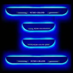 SureStrive 4 Pcs Acrylic Black Car Door Footstep Sill Scuff Plate Set with Blue LED for Tata Sumo Grand All Model-picture-46