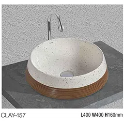 Uken (Clay-457) Imported Luxury European Style Designing Bathroom Sink/Wash Basin/Table Top (Clay-457) White,Brown-image-74