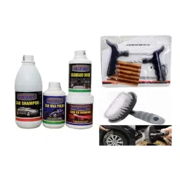 Indopower Ff944 Dashboard Shiner, Car 5X Rubbing Polish, Car Wax Polish, Car Shampoo, Tubeless Smart Panchar Kit, All Tyre Cleaning Brush Kit, AHh946-image-85