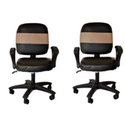 Mezonite Black Low Back Leatherette Office Chair (Pack of 2)-picture-31