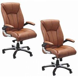 Mezonite Brown High Back Leatherette Office Chair (Pack of 2)-image-41