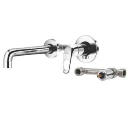 Cera Carbon Brass Chrome Finish Wall Mounted Basin Spout &a; Operating Lever Set Consisting of Exposed &a; Concealed Part, F1002652-picture-3