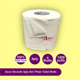 Axon 300 Pulls 10x10cm 3 Ply 4-in-1 Smooth Plain Toilet Paper Roll, ASM4 (Pack of 4) image 3