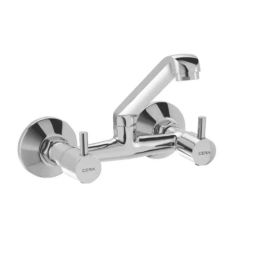 Cera Garnet Brass Chrome Finish Wall Mounted Sink Mixer with 150mm Long Swivel Spout, Connecting Legs &a; Wall Flange, F2002511-picture-11