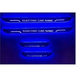 SureStrive 4 Pcs Acrylic Black Car Door Footstep Sill Scuff Plate Set with Blue LED for Electric Cars All Model-image-28