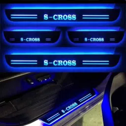 SureStrive 4 Pcs Acrylic Car Side Footstep Set with Blue LED Door Sill Scuff Plate for Maruti Suzuki Scross Type-2 Model-image-46