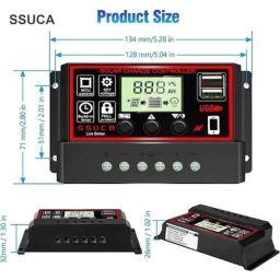 SSUCA 12/24V 30A Intelligent Battery Regulator Solar Charge Controller for Solar Panel with LCD Display &a; USB Port (Pack of 5) image 5
