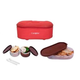 Carrolite 650ml Red &a; Brown Plastic Lunchbox, Brown_P-29 (Pack of 5)-image-77