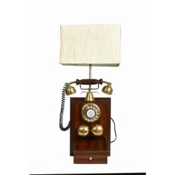 Tucasa Mango Wood Vintage Telephone Lamp with Polycotton Creame Shade, TL-04-image-59