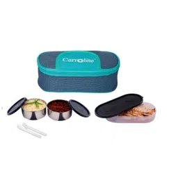 Carrolite 650ml Blue &a; Black Stainless Steel Lunchbox, Black_011 (Pack of 2)-image-73