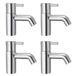 Drizzle Flora 4 Pcs Brass Chrome Finish Silver Pillar Cock Set, APILLARFLORA4-image-15