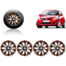 Auto Pearl 4 Pcs 14 inch ABS Black &a; Copper Press Fitting Wheel Cover Set for Maruti Suzuki Swift Type-2-picture-5